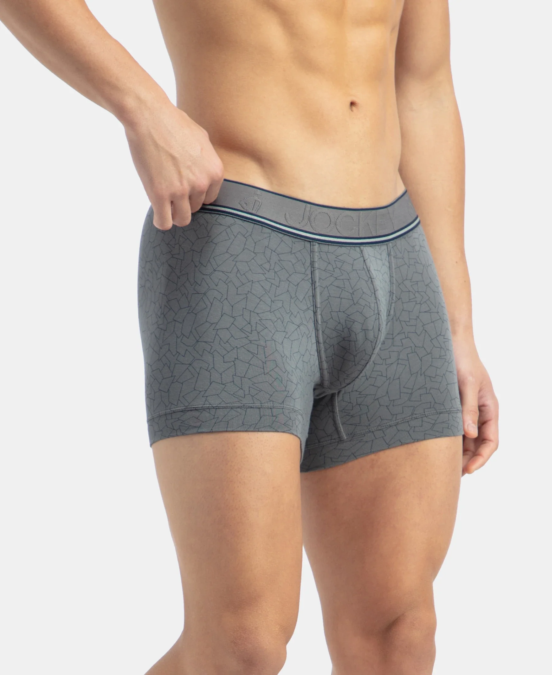 Tencel Micro Modal Elastane Stretch Printed Trunk with Natural StayFresh Properties - Gun Metal - Image 2