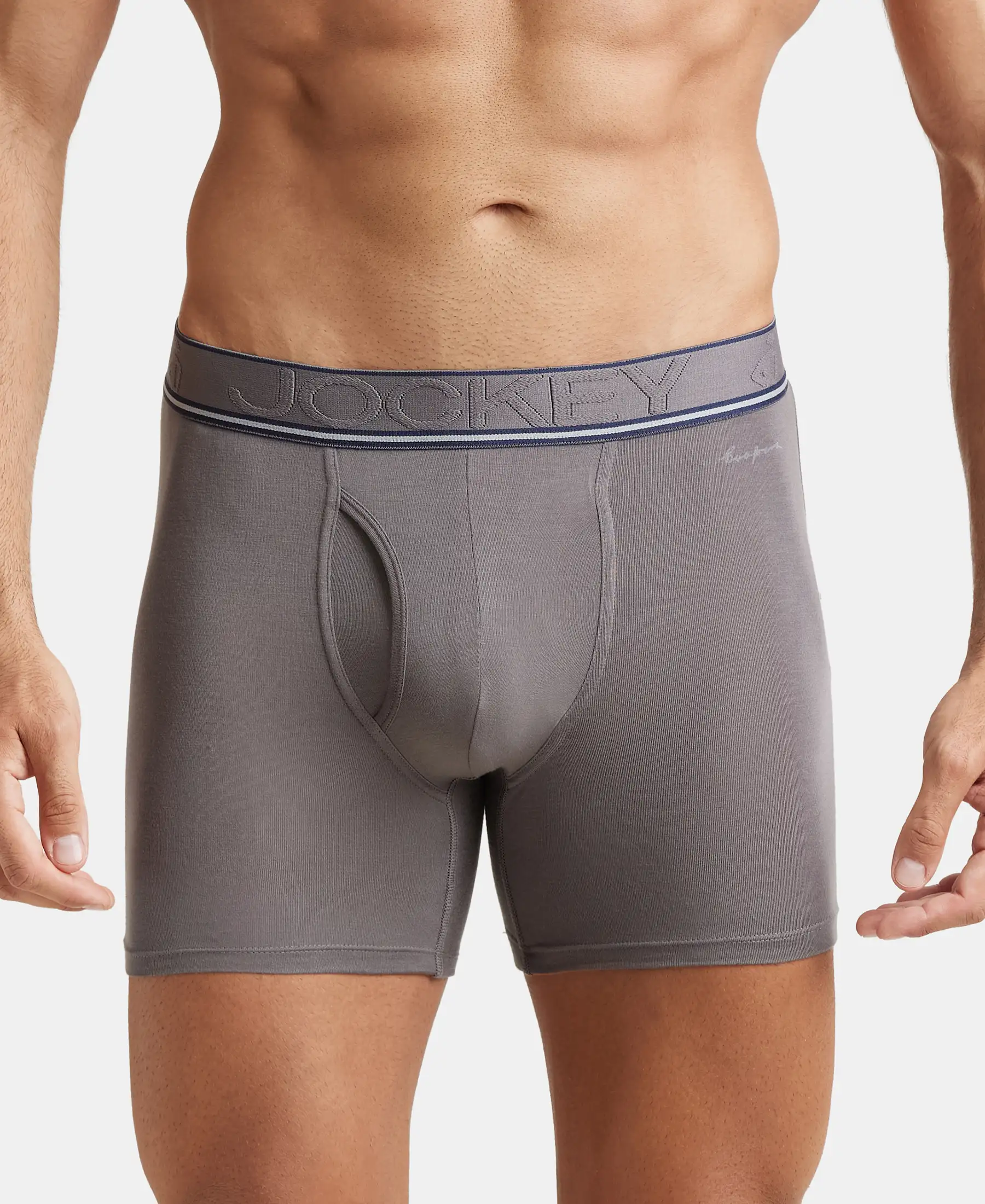 Tencel Micro Modal Elastane Stretch Solid Boxer Brief with Natural StayFresh Properties - Gunmetal