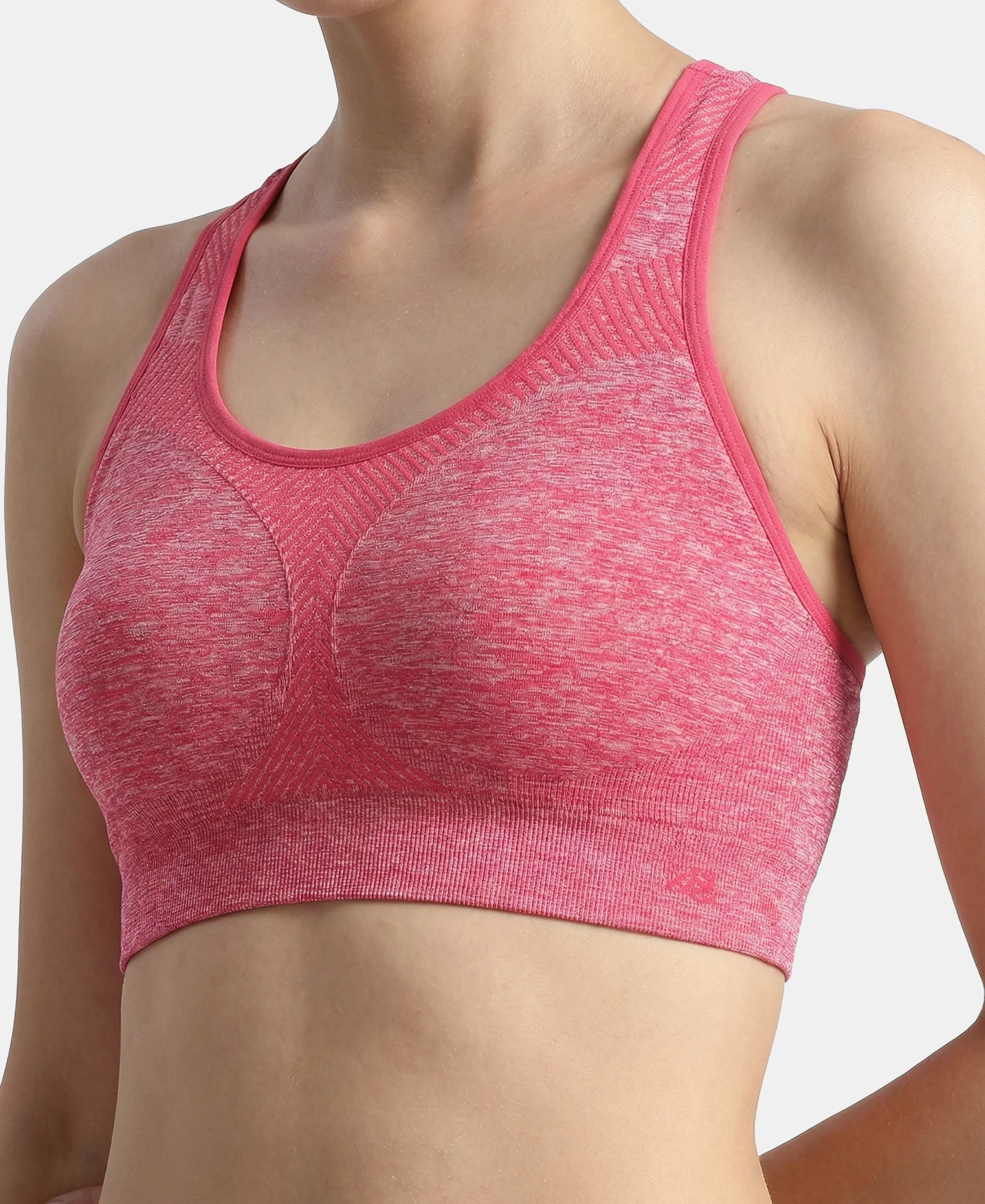 Wirefree Non Padded Micro Touch Nylon Elastane Full Coverage Reversible Active Bra With StayFresh Treatment - Ruby Melange - Image 10
