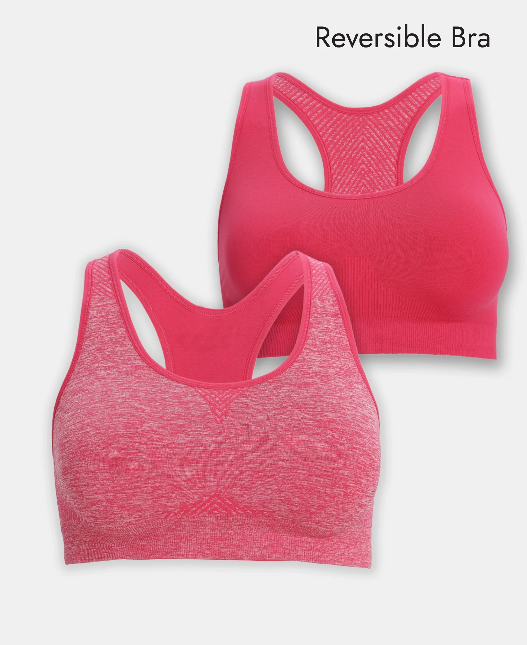 Wirefree Non Padded Micro Touch Nylon Elastane Full Coverage Reversible Active Bra With StayFresh Treatment - Ruby Melange - Image 11