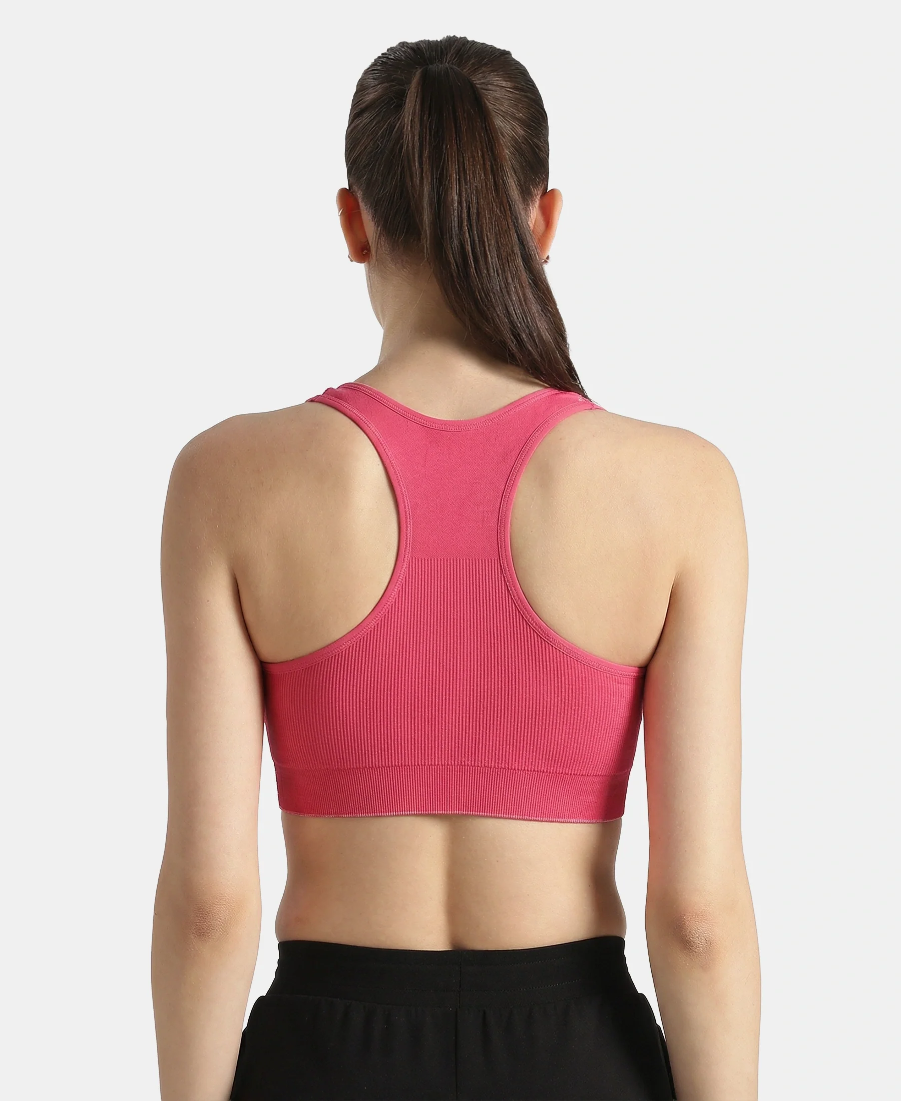 Wirefree Non Padded Micro Touch Nylon Elastane Full Coverage Reversible Active Bra With StayFresh Treatment - Ruby Melange - Image 6