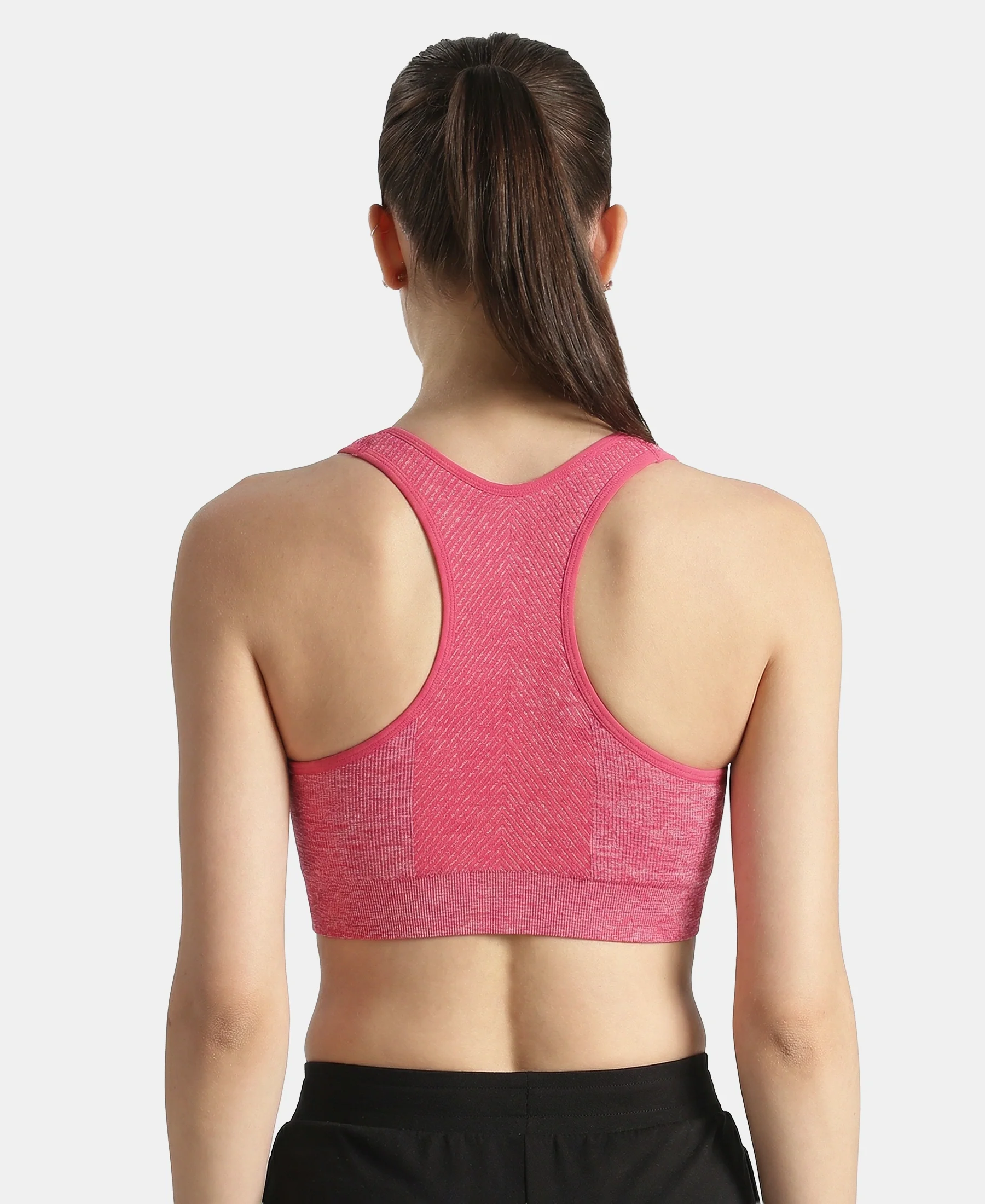 Wirefree Non Padded Micro Touch Nylon Elastane Full Coverage Reversible Active Bra With StayFresh Treatment - Ruby Melange - Image 7