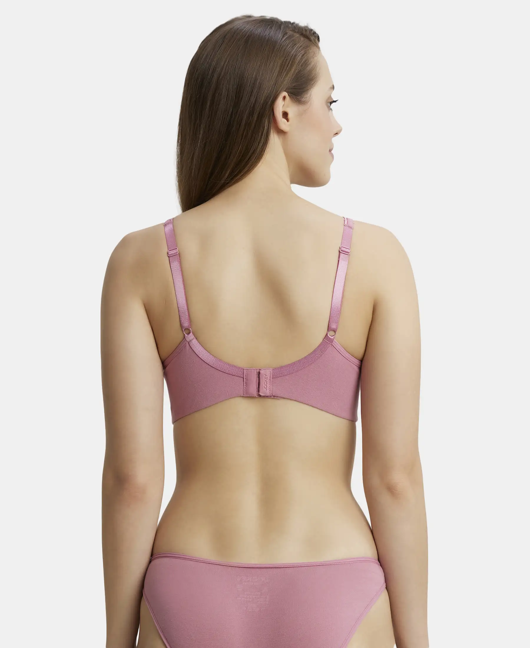Wirefree Non Padded Super Combed Cotton Elastane Stretch Full Coverage Everyday Bra with Concealed Shaper Panel - Heather Rose - Image 3