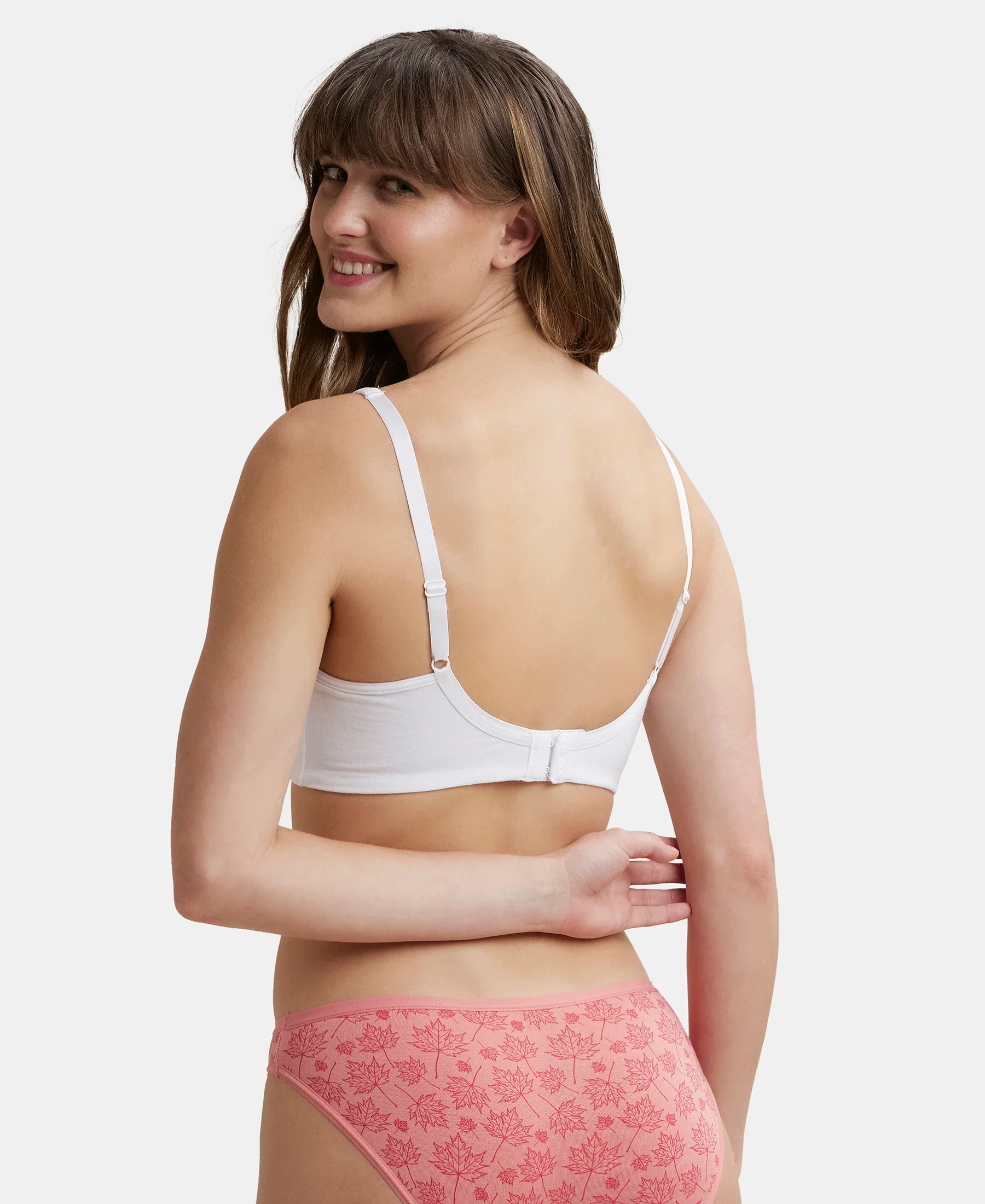 Wirefree Non Padded Plus Size Super Combed Cotton Elastane Stretch Full Coverage Everyday Bra with Concealed Shaper Panel - White - Image 3