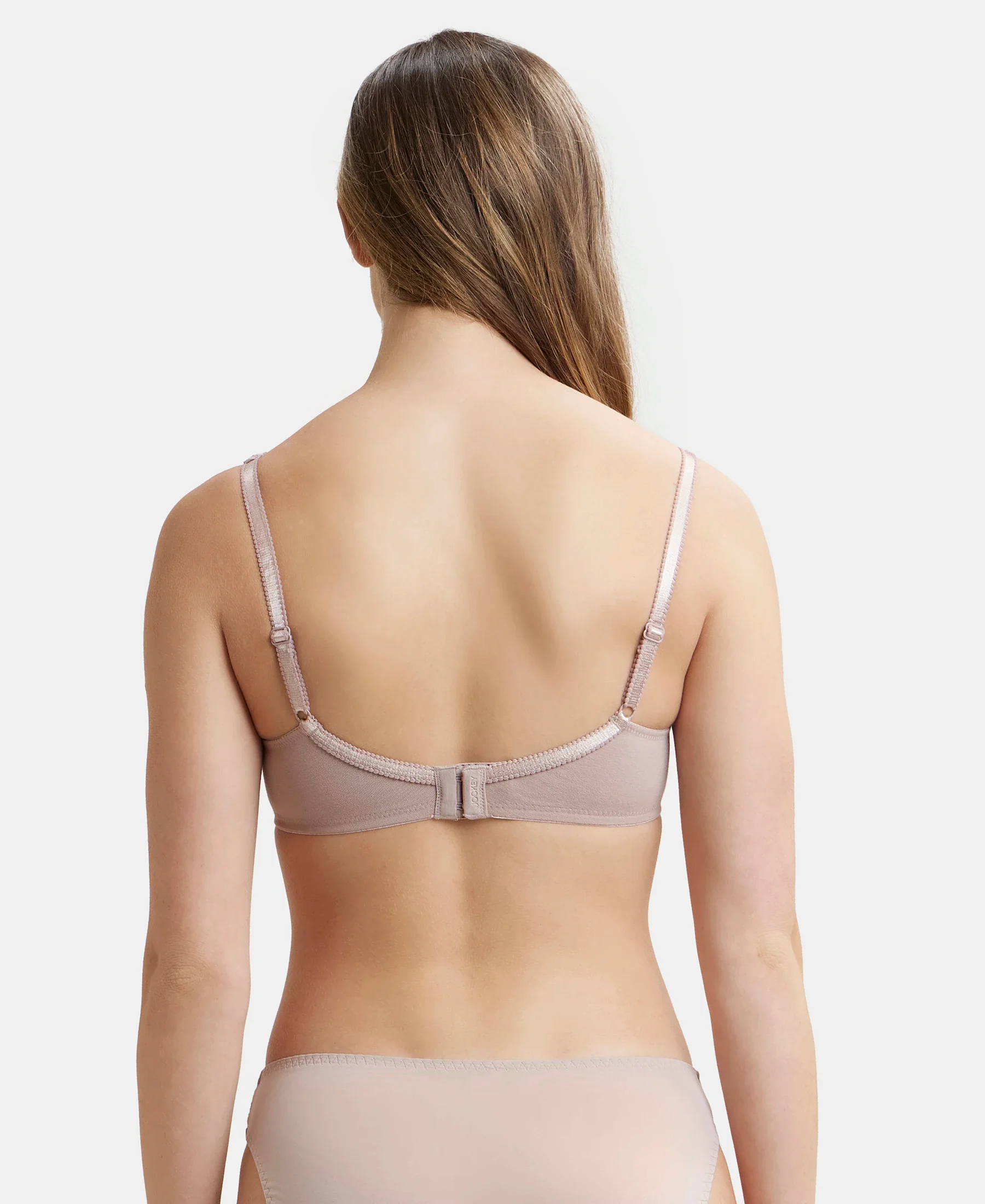 Wirefree Non Padded Super Combed Cotton Elastane Stretch Full Coverage Everyday Bra with Contoured Shaper Panel and Adjustable Straps - Mocha - Image 3