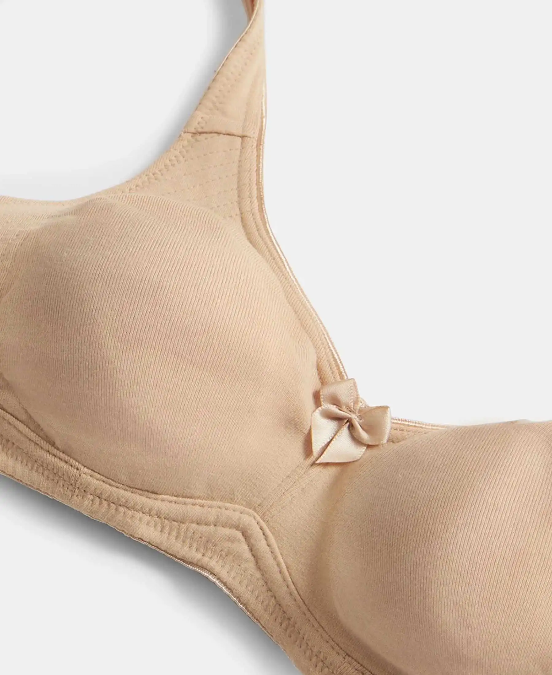Wirefree Non Padded Plus Size Super Combed Cotton Elastane Stretch Full Coverage Everyday Bra with Contoured Shaper Panel and Adjustable Straps - Skin - Image 10
