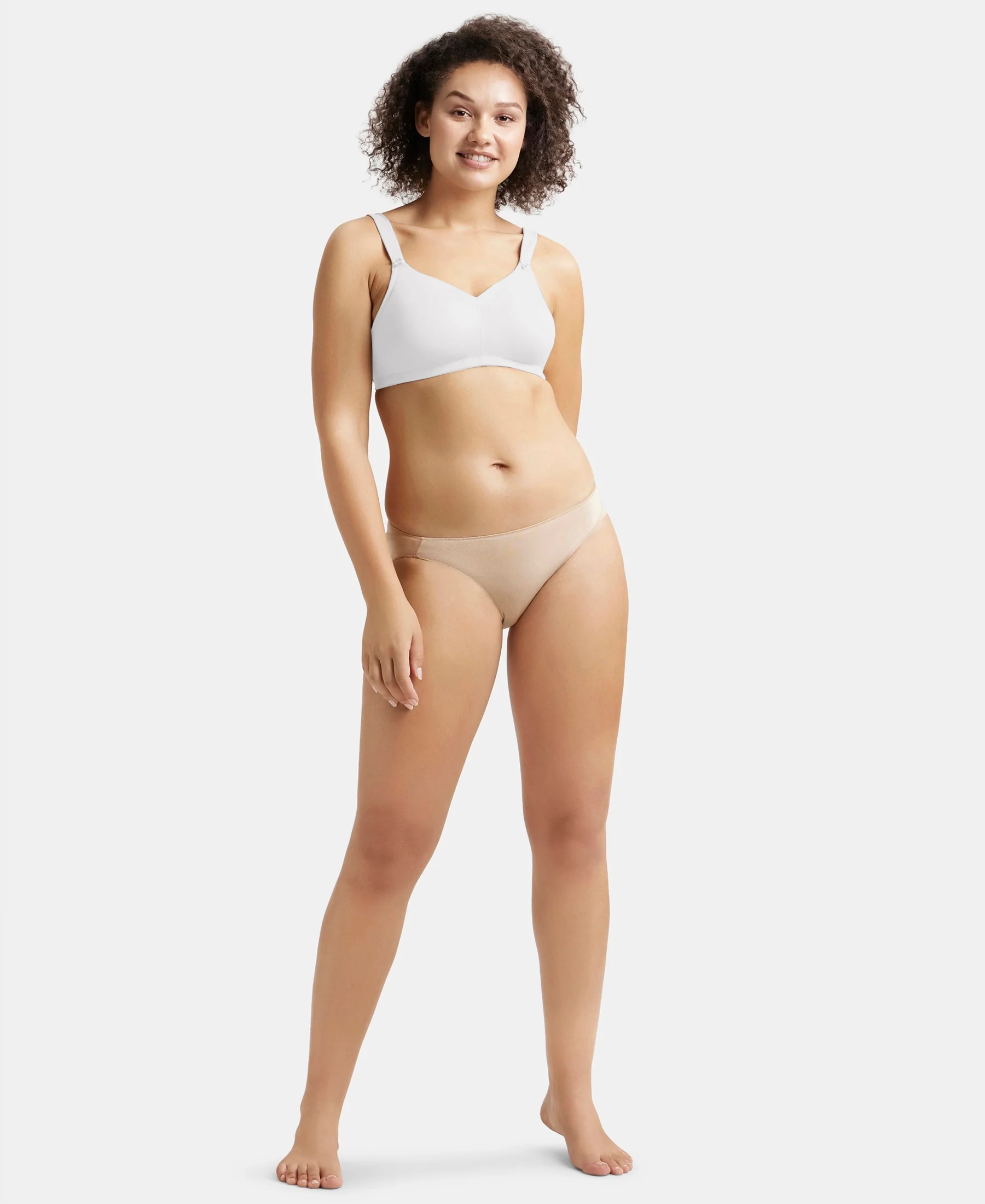 Wirefree Non Padded Soft Touch Microfiber Elastane Stretch Full Coverage Minimizer Bra with Broad Cushioned Fabric Strap - White - Image 4