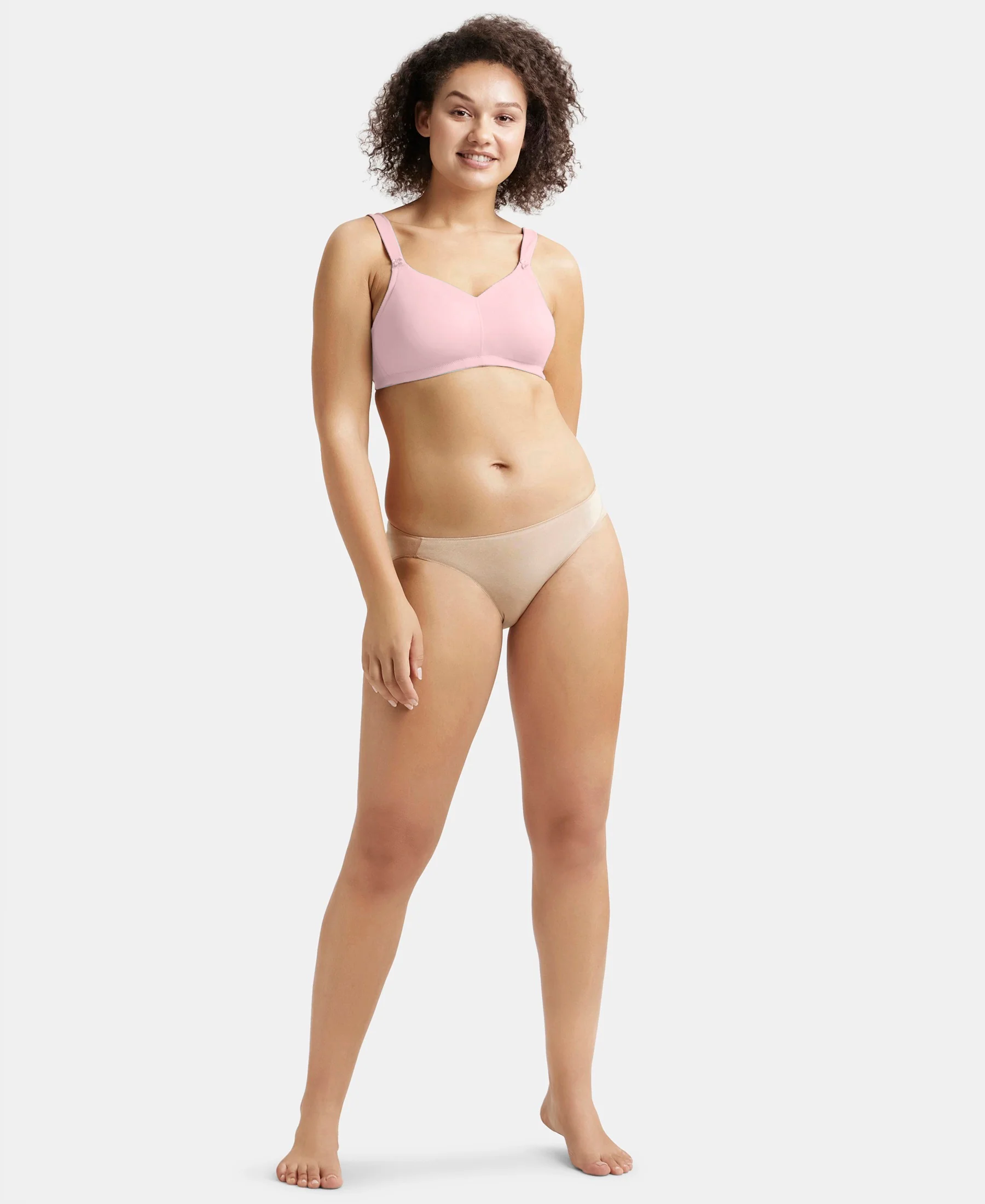 Wirefree Non Padded Soft Touch Microfiber Elastane Stretch Full Coverage Minimizer Bra with Broad Cushioned Fabric Strap - Fragrant Lilac - Image 4