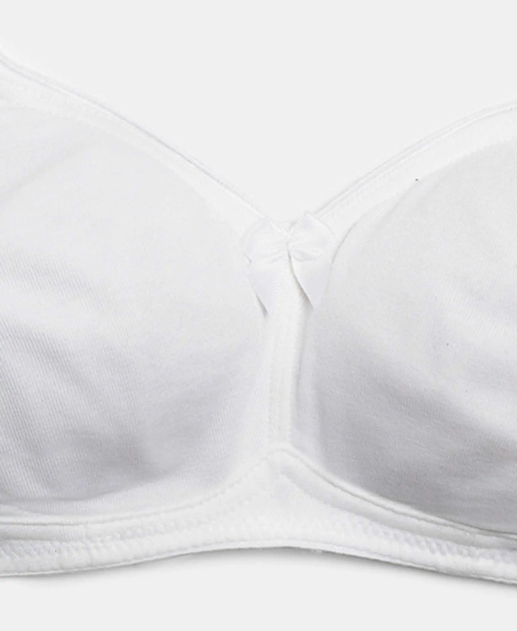 Wirefree Non Padded Super Combed Cotton Elastane Stretch Full Coverage Everyday Bra with Contoured Shaper Panel and Adjustable Straps - White - Image 10
