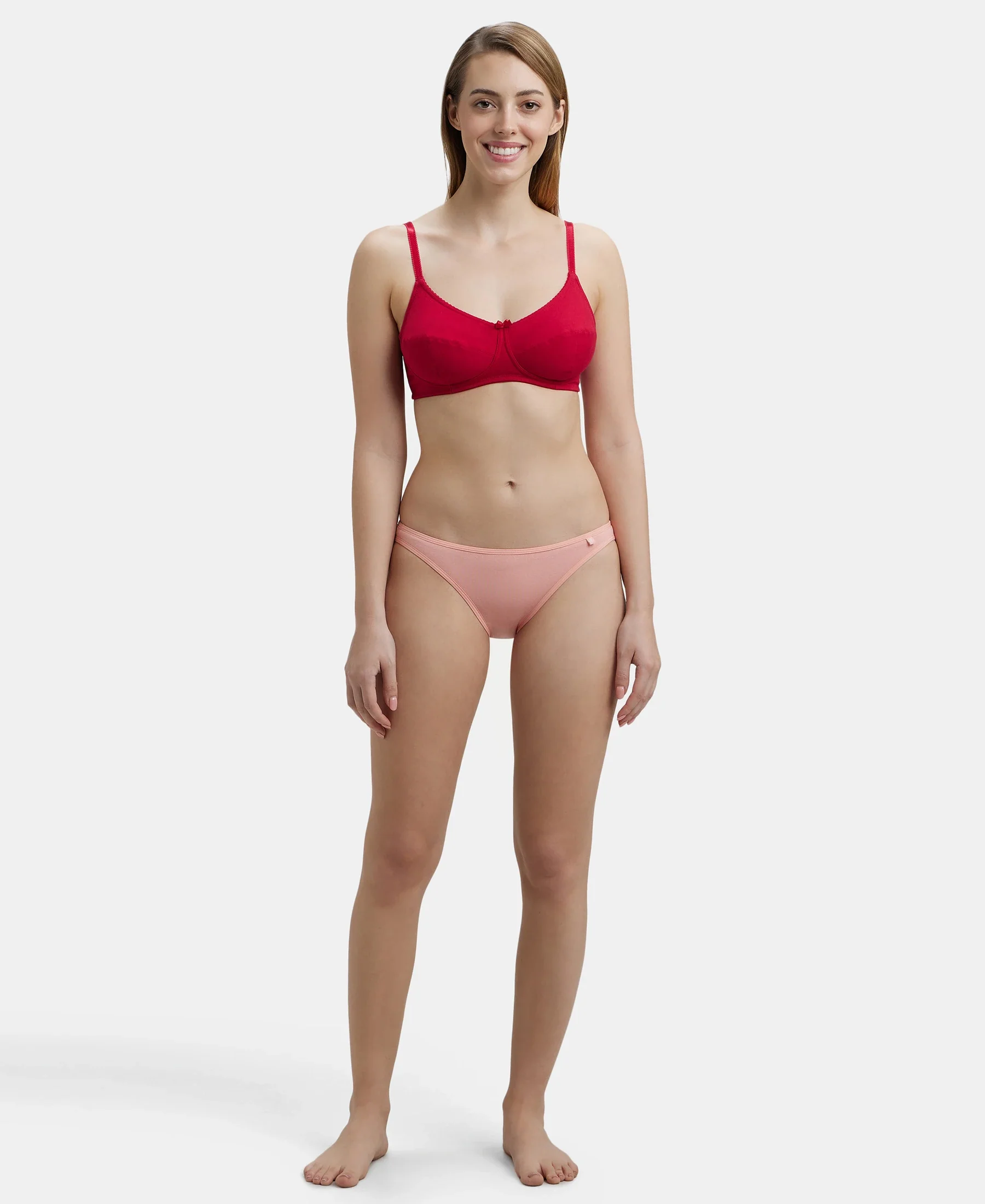 Wirefree Non Padded Super Combed Cotton Elastane Stretch Full Coverage Plus Size Bra with Soft Adjustable Straps - Red Love - Image 4