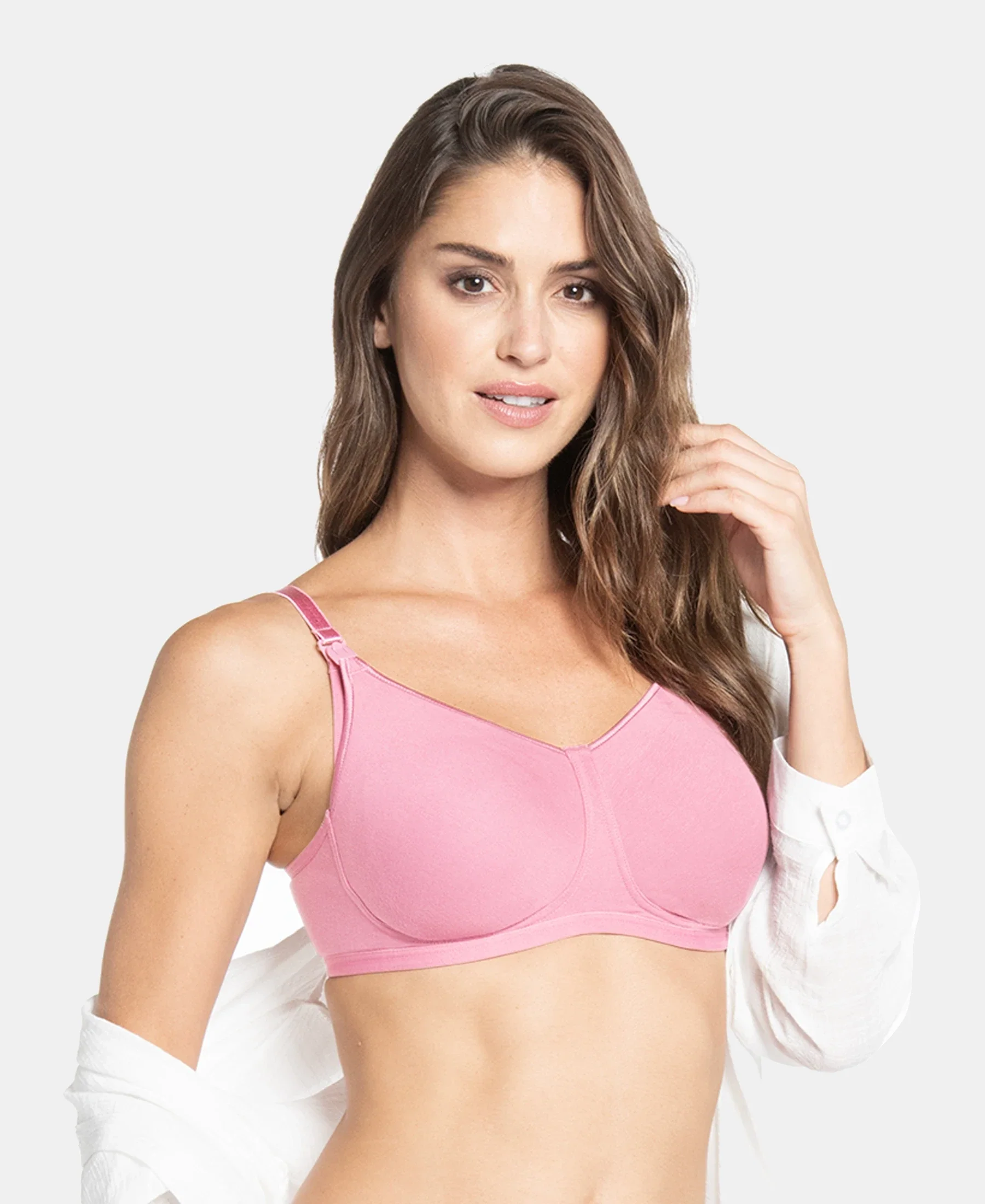 Wirefree Non Padded Super Combed Cotton Elastane Stretch Full Coverage Nursing Bra with Front Clasp Opening - Rose Wine - Image 6