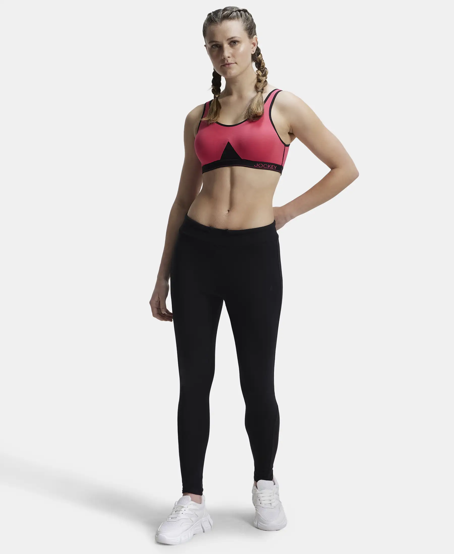 Wirefree Non Padded Super Combed Cotton Elastane Stretch Full Coverage Slip-On Active Bra with Wider Straps and Moisture Move Treatment - Ruby - Image 4