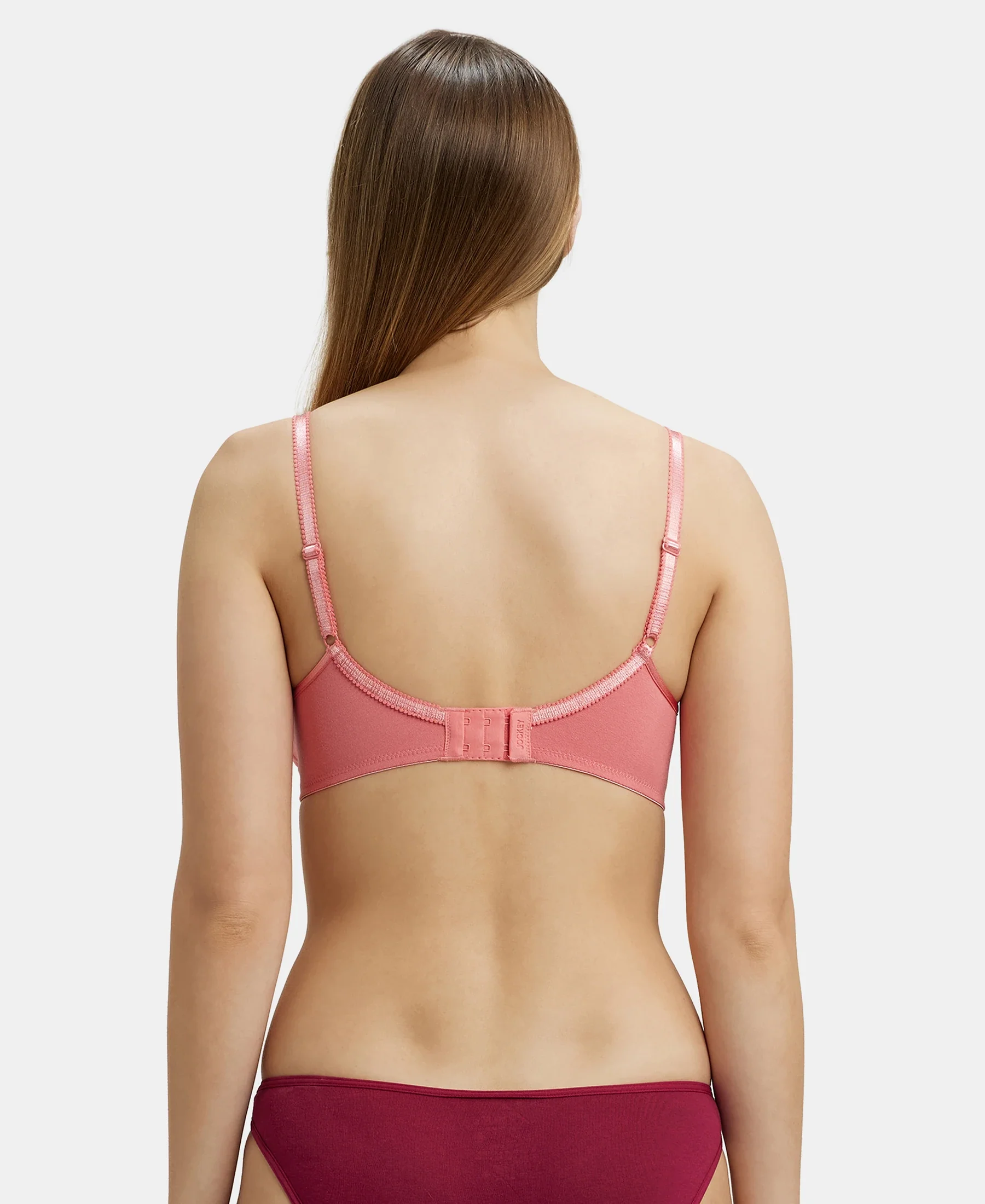 Wirefree Non Padded Super Combed Cotton Elastane Stretch Medium Coverage Cross Over Everyday Bra - Blush Pink - Image 3