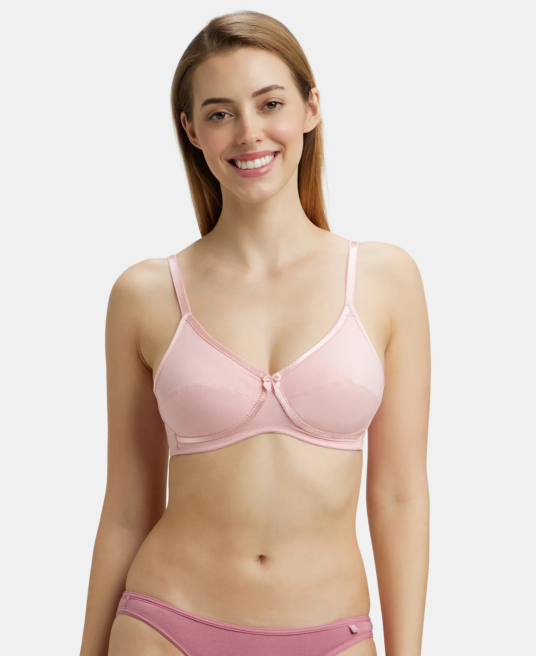 Wirefree Non Padded Super Combed Cotton Elastane Stretch Medium Coverage Cross Over Everyday Bra - Candy Pink