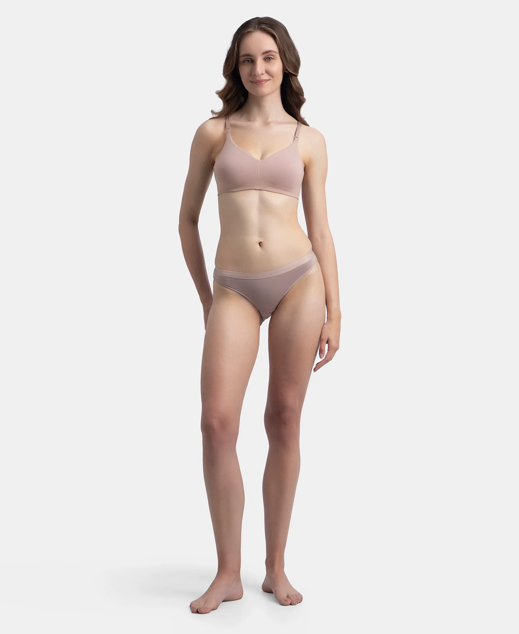 Wirefree Non Padded Super Combed Cotton Elastane Stretch Full Coverage Everyday Bra with Concealed Underband - Mocha - Image 4