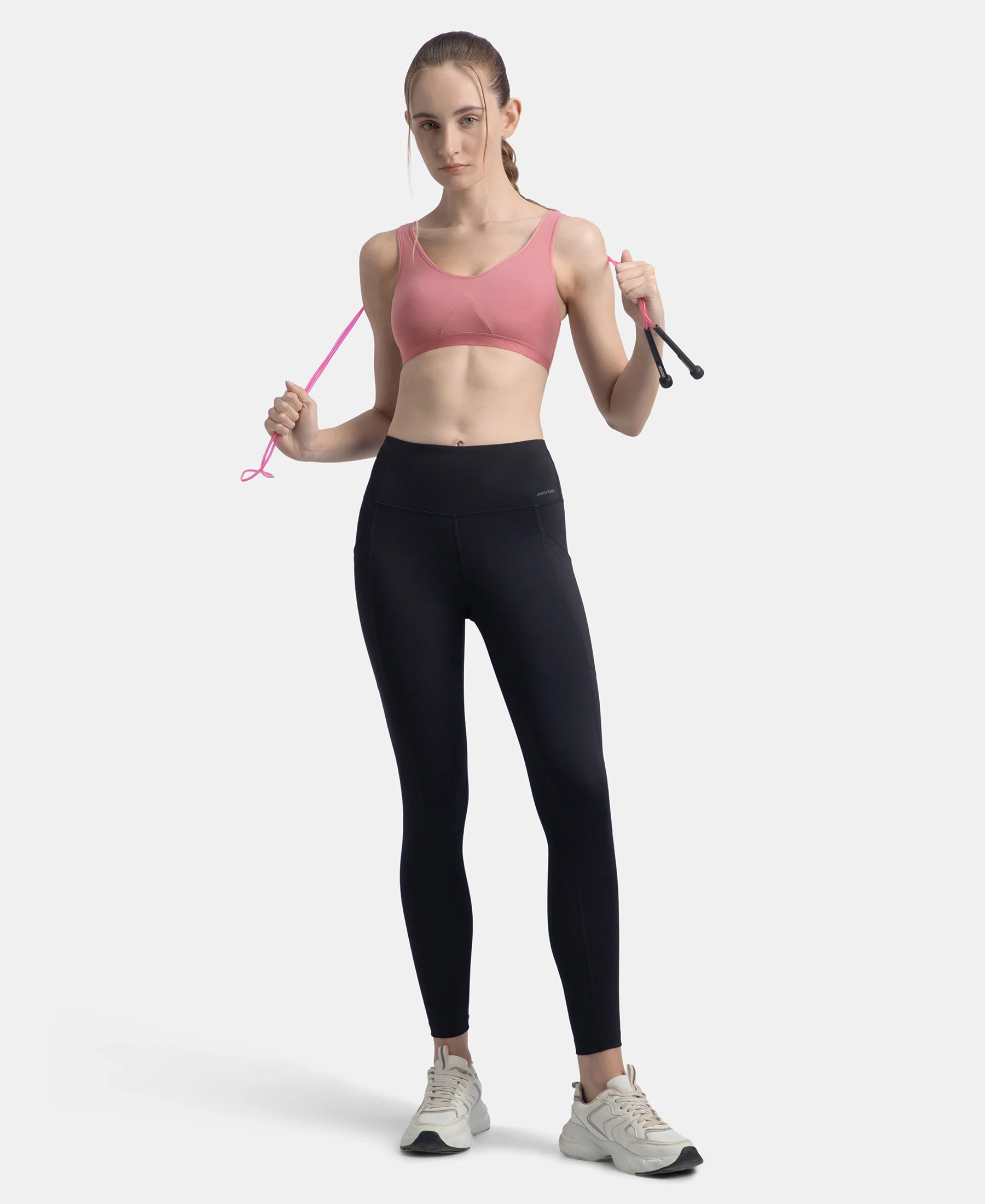Wirefree Non Padded Super Combed Cotton Elastane Stretch Full Coverage Slip-On Active Bra with Wider Straps and Moisture Move Treatment - Heather Rose - Image 6