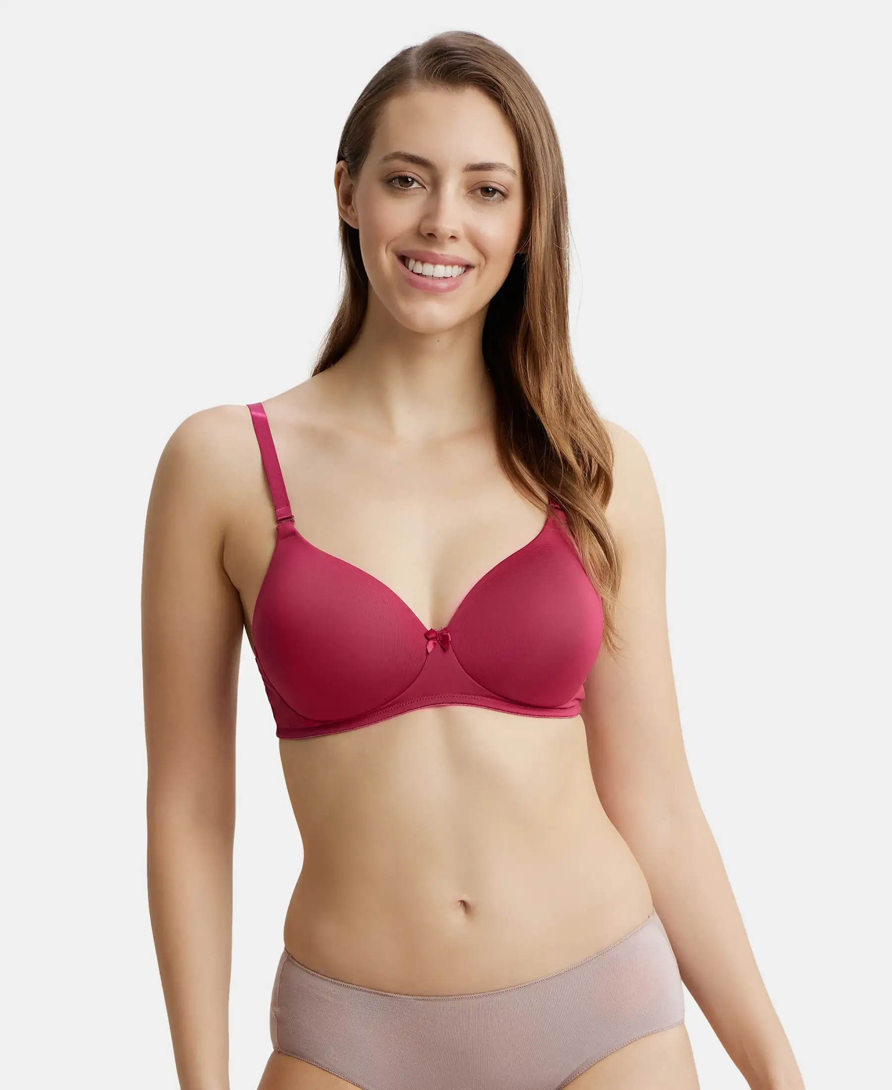 Wirefree Padded Microfiber Elastane Stretch Full Coverage T-Shirt Bra with Magic Under Cup - Anemone