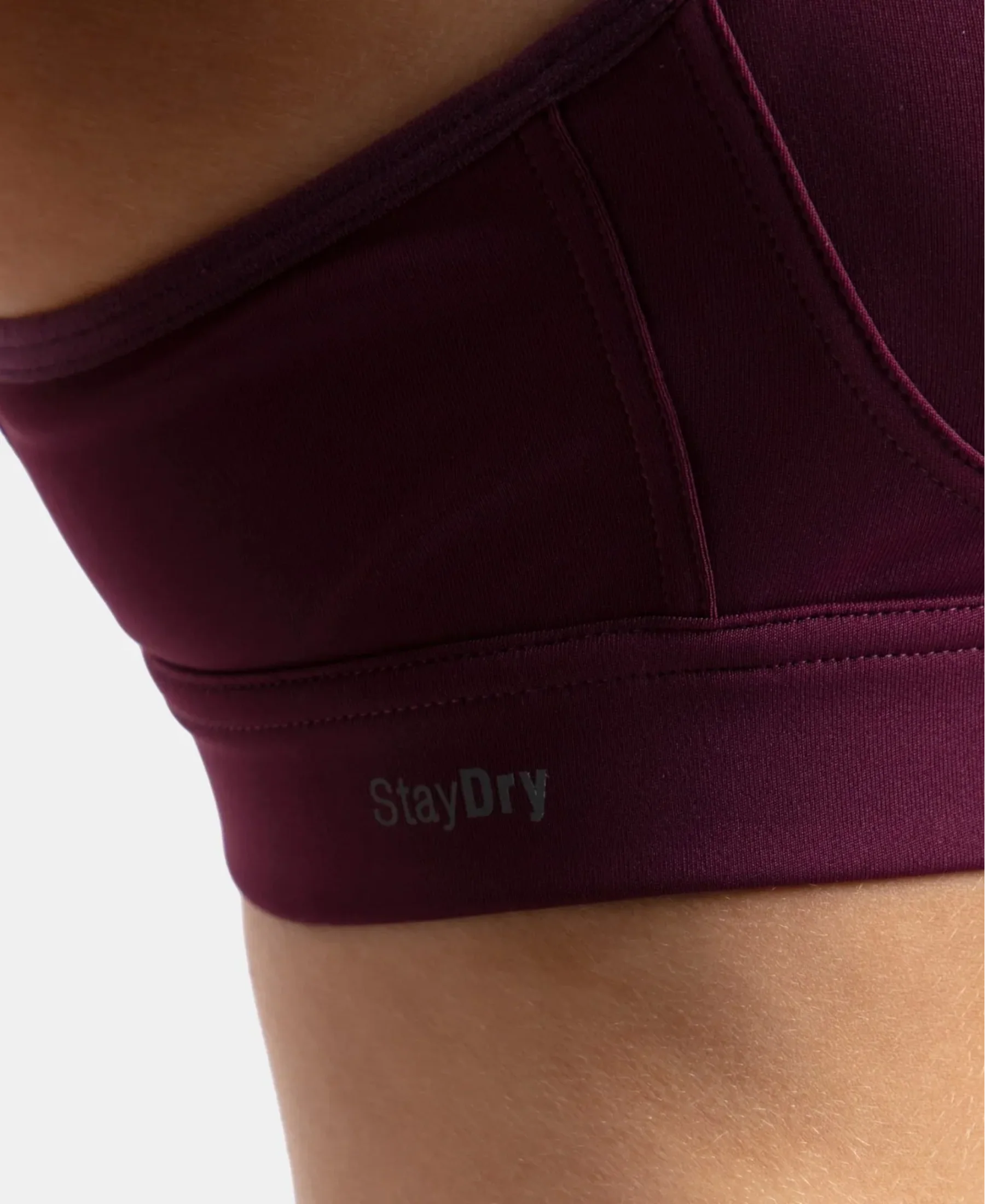 Wirefree Padded Soft Touch Microfiber Elastane Stretch Full Coverage Racerback Sports Bra with StayDry Treatment - Grape Wine - Image 12
