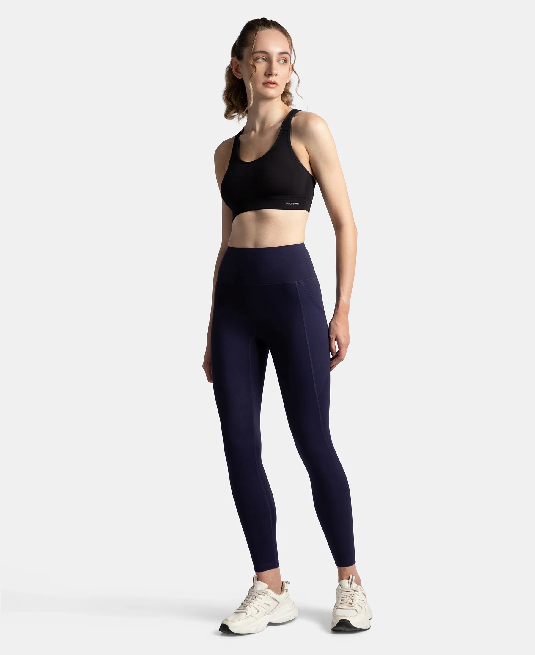 Wirefree Padded Soft Touch Microfiber Elastane Stretch Full Coverage Sports Bra with Broad Underband - Black - Image 4