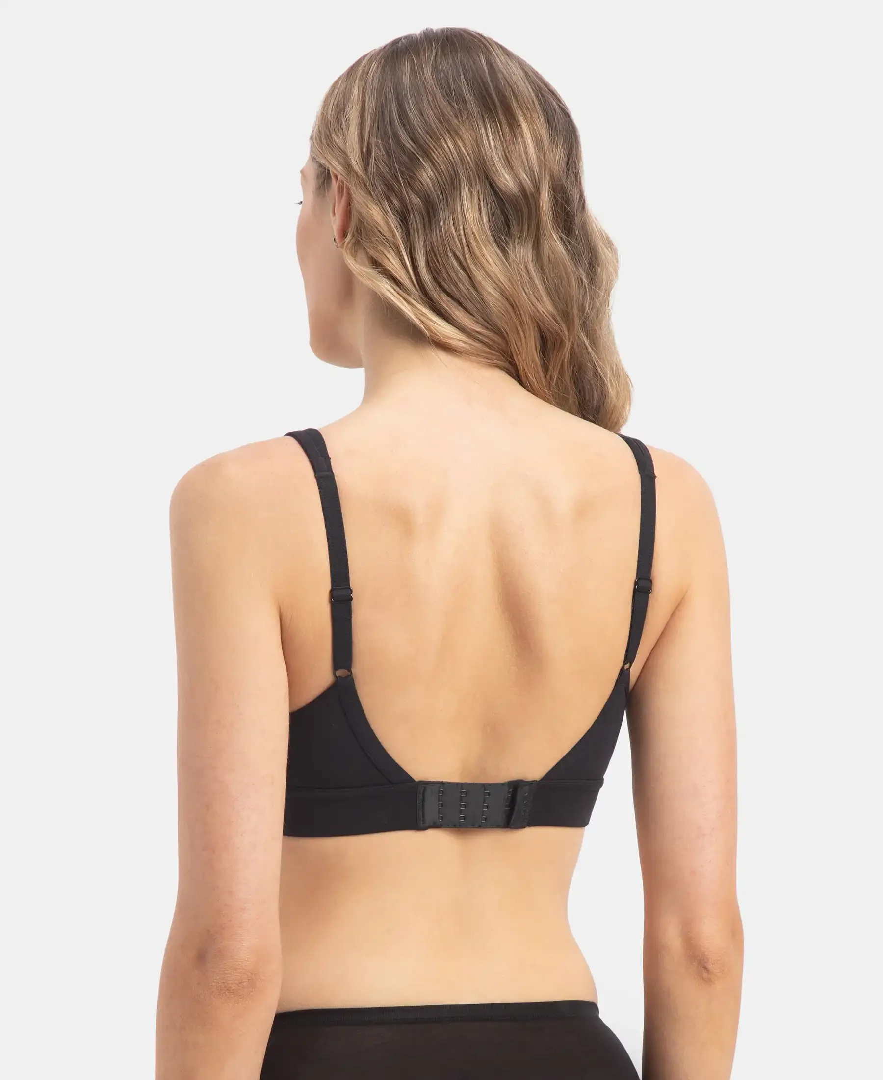 Wirefree Padded Soft Touch Microfiber Elastane Stretch Full Coverage T-Shirt Bra with Longline Styling - Black - Image 3