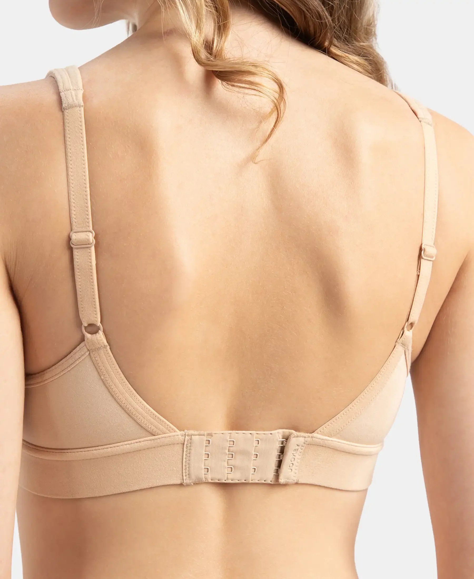 Wirefree Padded Soft Touch Microfiber Elastane Stretch Full Coverage T-Shirt Bra with Longline Styling - Skin - Image 8