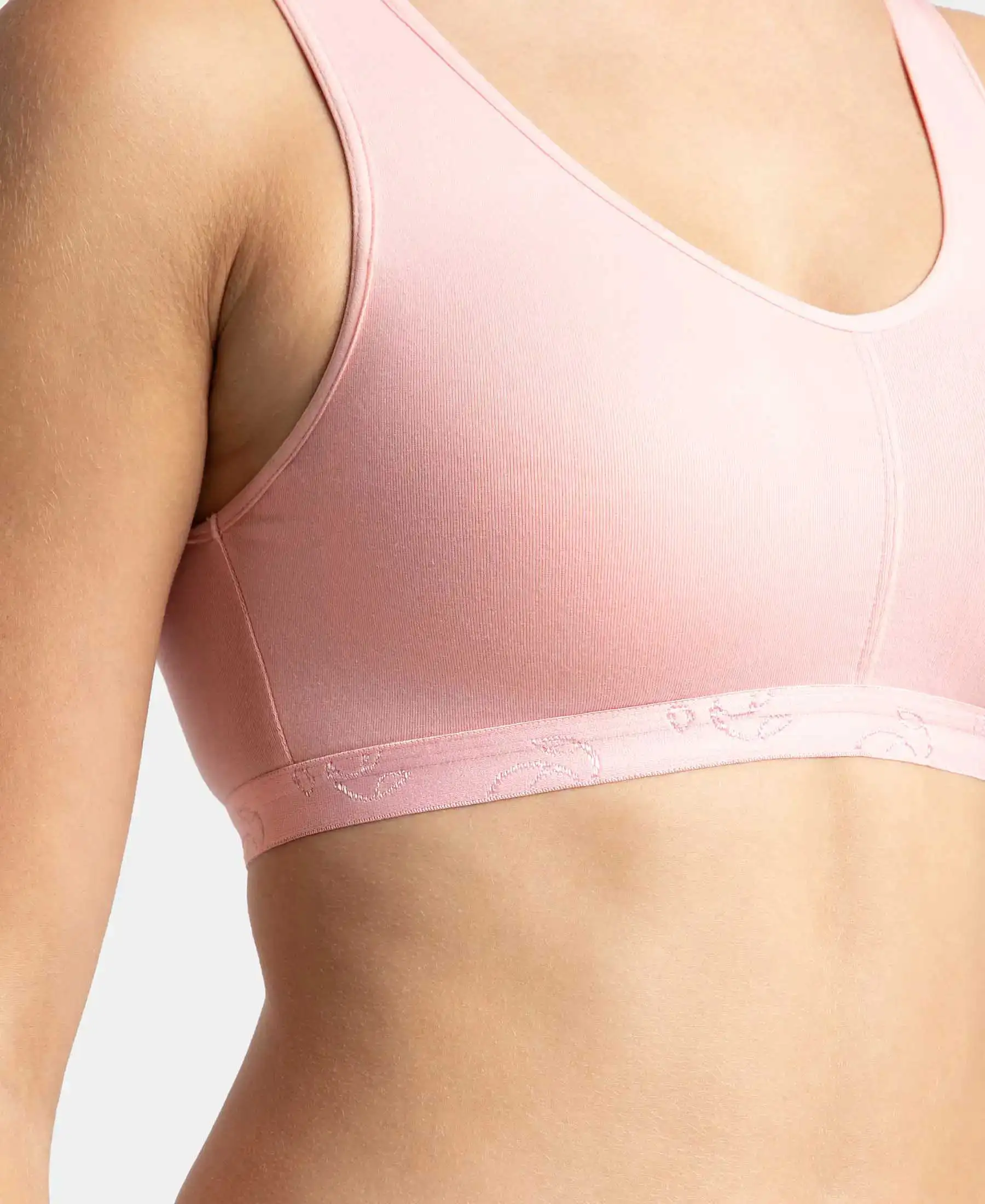 Wirefree Padded Super Combed Cotton Elastane Stretch Full Coverage Lounge and Sleep Bra with Removable Pads - Candy Pink - Image 9