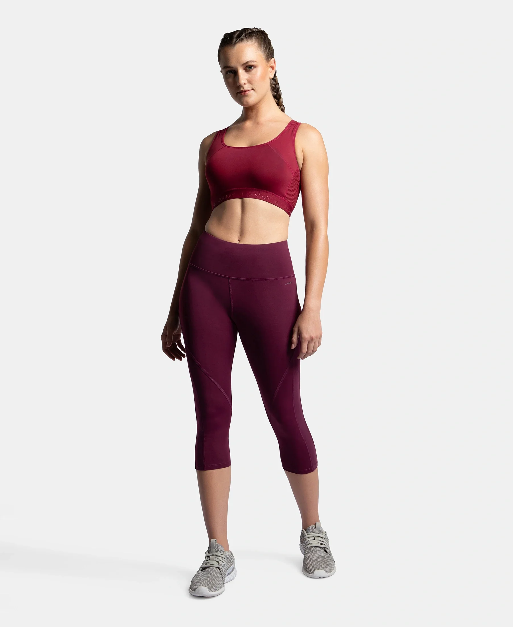 Wirefree Padded Tactel Nylon Elastane Stretch Full Coverage Racerback Styling Sports Bra with StayFresh and StayDry Treatment - Claret - Image 4