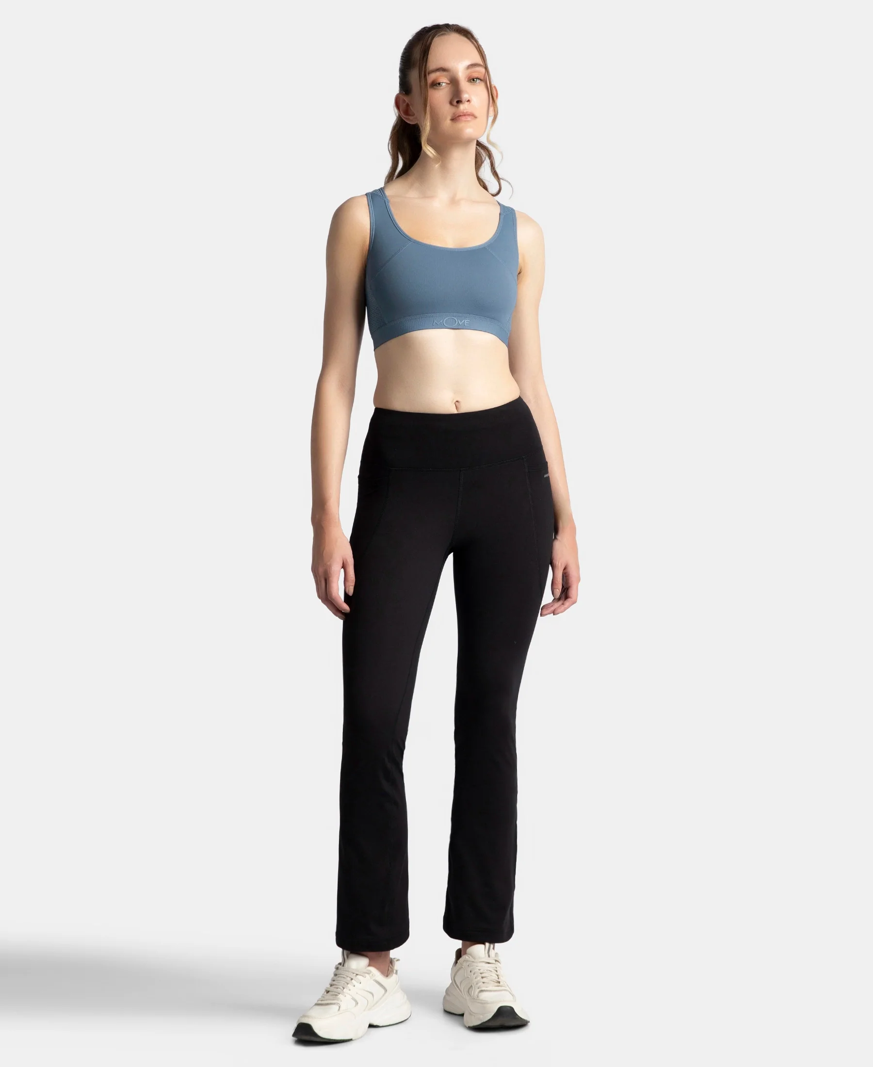 Wirefree Padded Tactel Nylon Elastane Stretch Full Coverage Racerback Styling Sports Bra with StayFresh and StayDry Treatment - Frost - Image 4