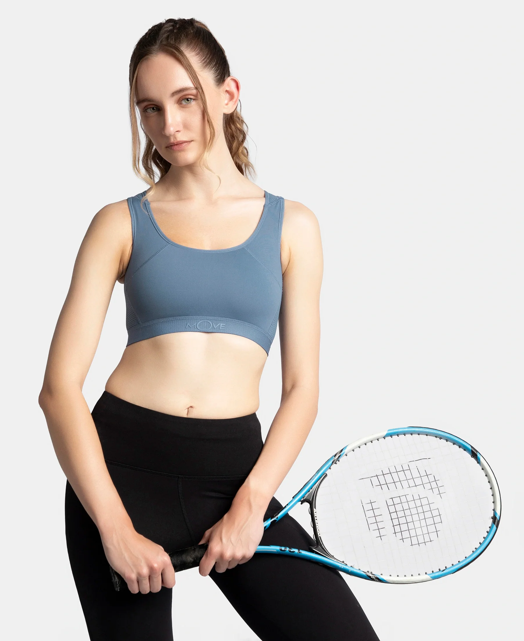 Wirefree Padded Tactel Nylon Elastane Stretch Full Coverage Racerback Styling Sports Bra with StayFresh and StayDry Treatment - Frost - Image 5