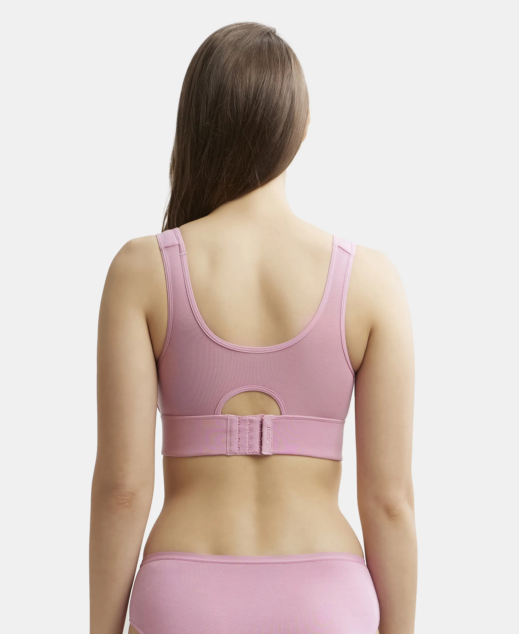 Wirefree Padded Tencel Lyocell Elastane Stretch Full Coverage Lounge Bra with Stay Fresh Properties and Removable Pads - Orchid Smoke - Image 3