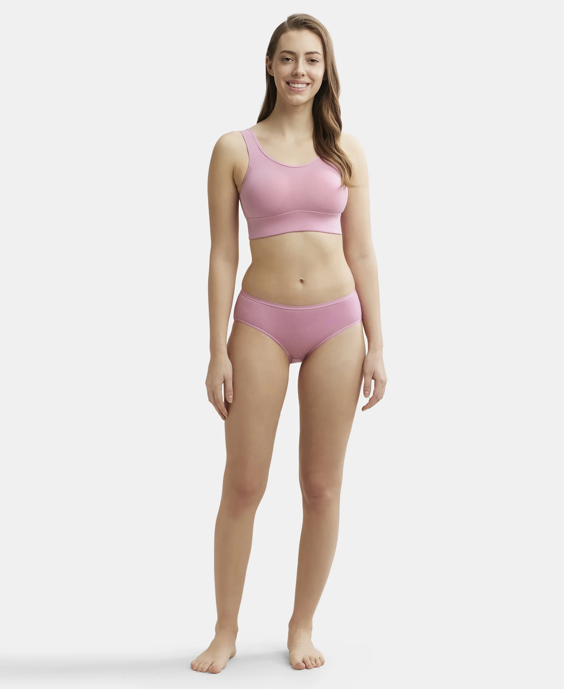 Wirefree Padded Tencel Lyocell Elastane Stretch Full Coverage Lounge Bra with Stay Fresh Properties and Removable Pads - Orchid Smoke - Image 4