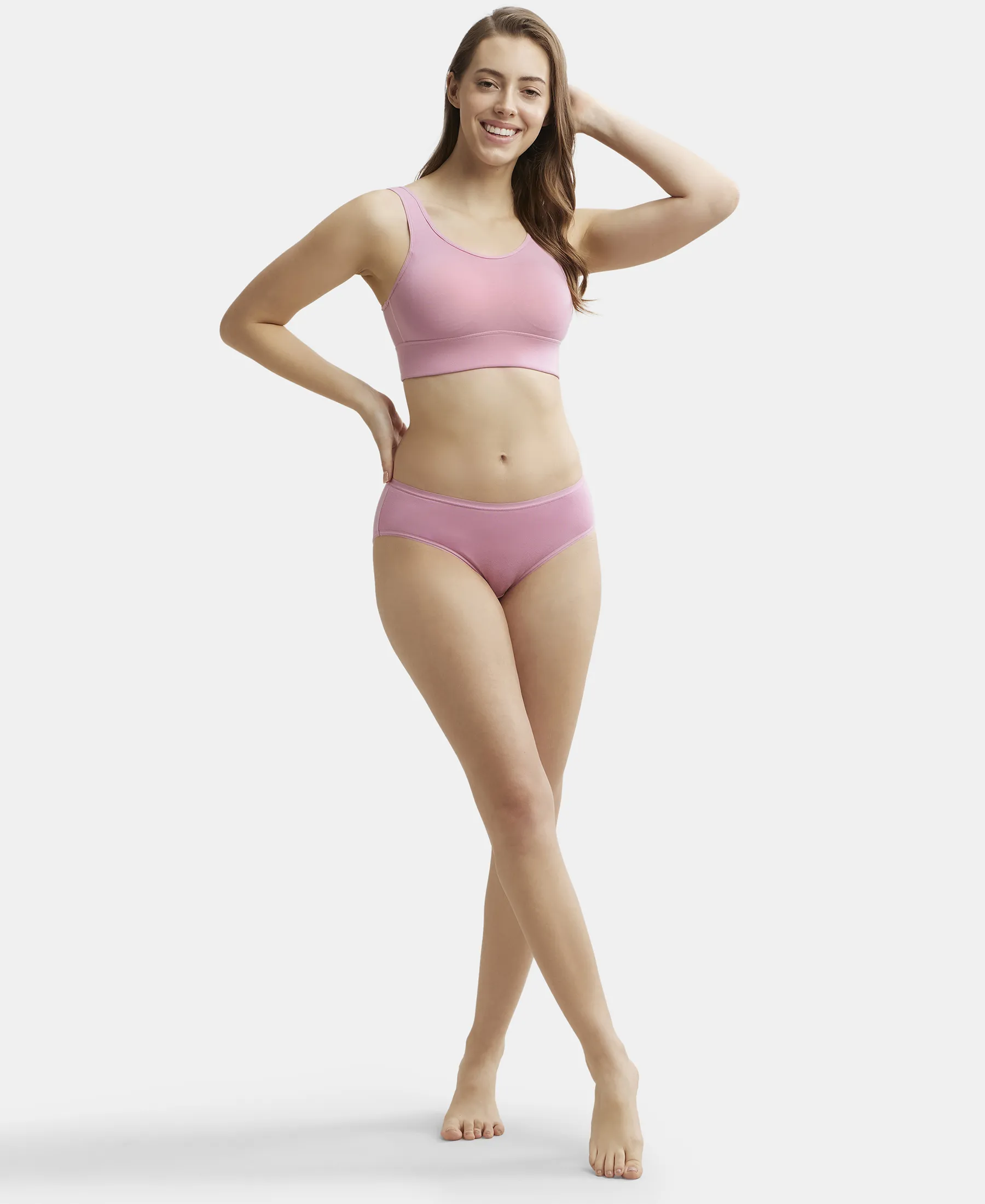 Wirefree Padded Tencel Lyocell Elastane Stretch Full Coverage Lounge Bra with Stay Fresh Properties and Removable Pads - Orchid Smoke - Image 7