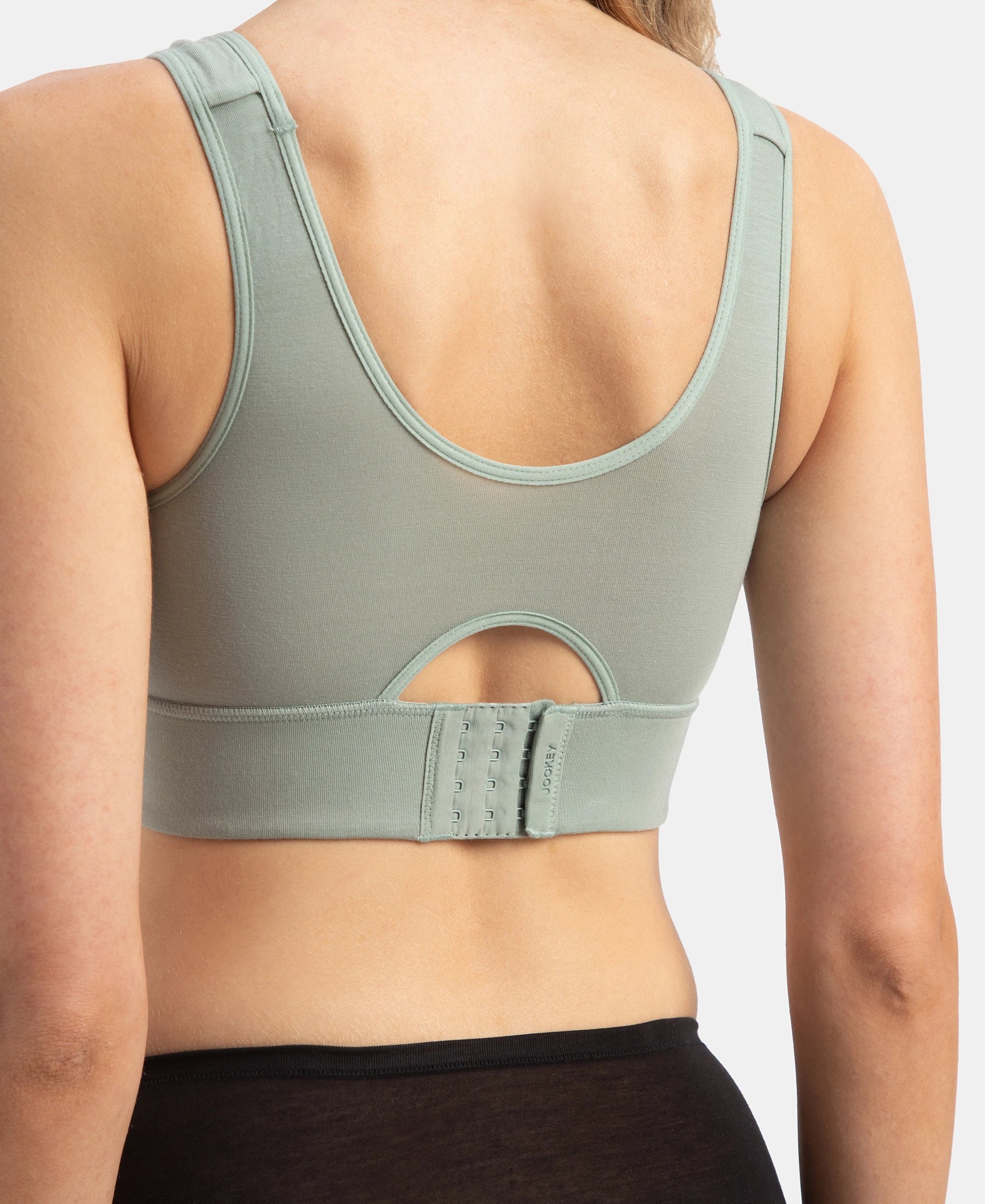Wirefree Padded Tencel Lyocell Elastane Stretch Full Coverage Lounge Bra with Stay Fresh Properties and Removable Pads - Iceberg Green - Image 8