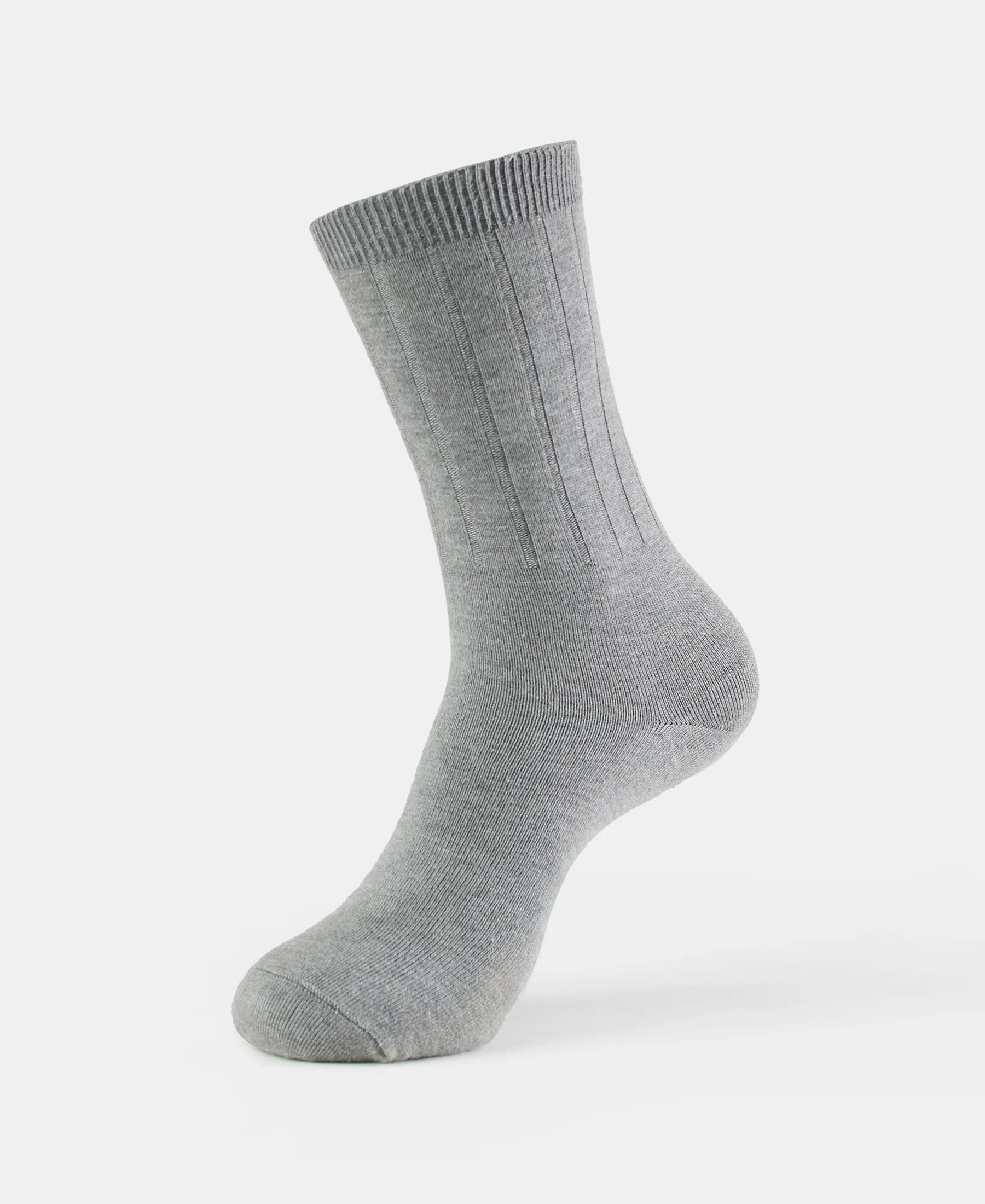 Women's Blended Modal Stretch Crew Length Thermal Socks With StayFresh Treatment - Mid Grey Melange