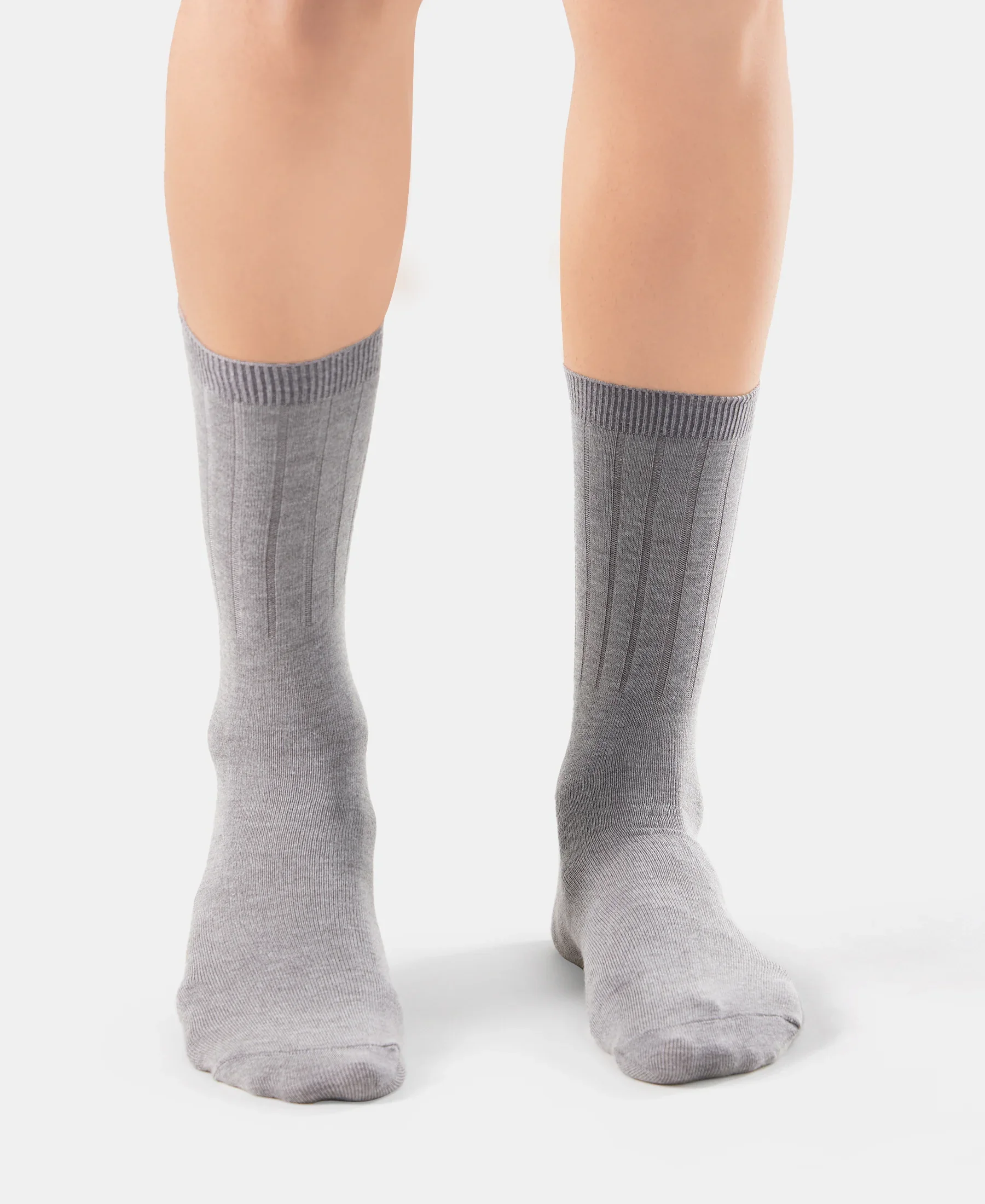 Women's Blended Modal Stretch Crew Length Thermal Socks With StayFresh Treatment - Mid Grey Melange - Image 2